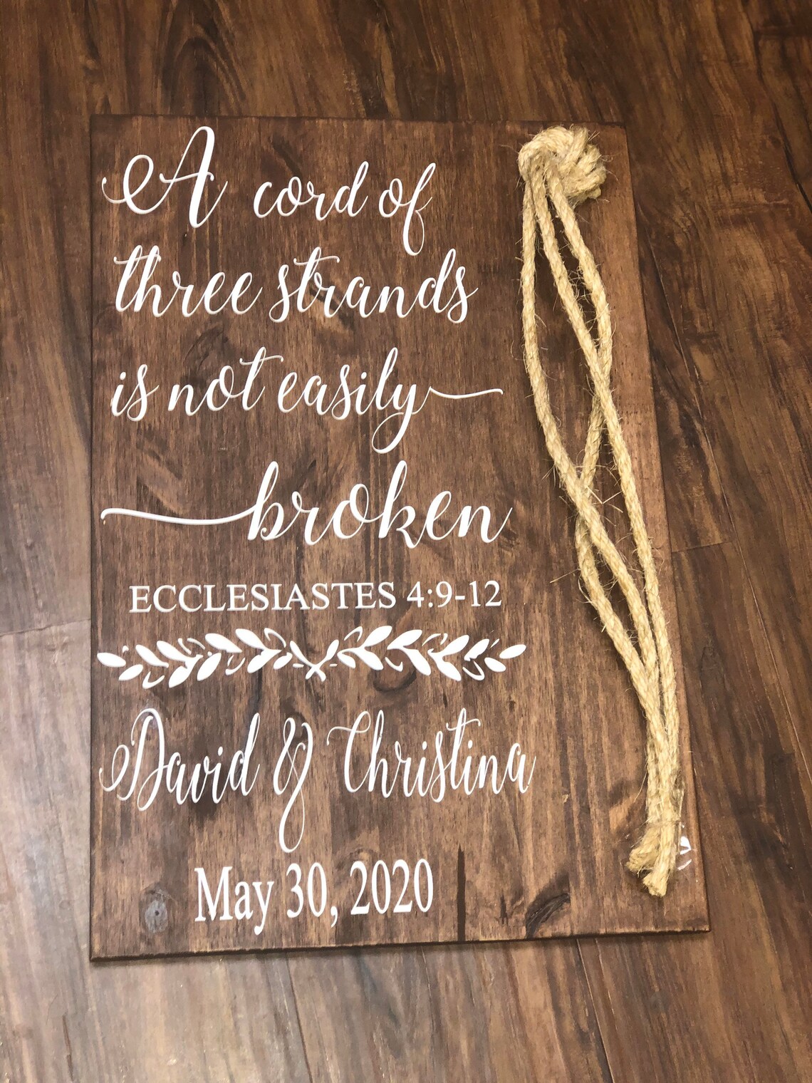 A cord of three strands is not easily broken Ecclesiastes Etsy