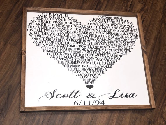 Our Love Is Unconditional Song Lyrics Wedding Song Lyrics Etsy