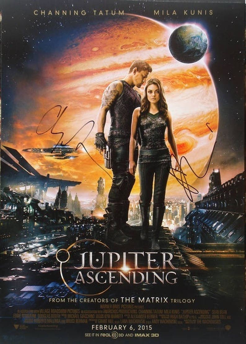 JUPITER ASCENDING Cast SIGNED Poster X2 Mila Kunis /& Channing Tatum wcoa