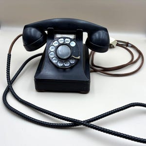 Antique Black Desk Telephone Rotary Dial Bell Systems Western Electric
