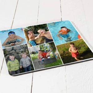 May include: A collage of photos featuring children enjoying various outdoor activities, including swimming, playing on a tyre swing, and exploring a rocky stream.