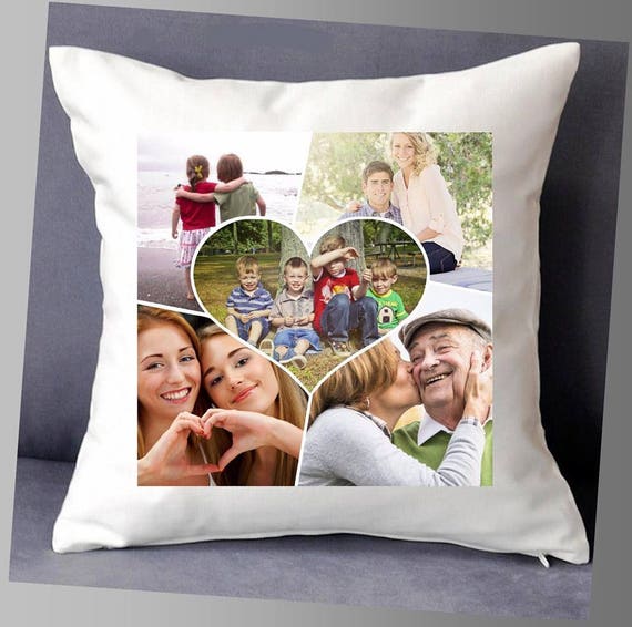 Personalised cushion photo cushion cushion cover family cushion heart cushion with 5 photos 16 x16 40cmx40cm