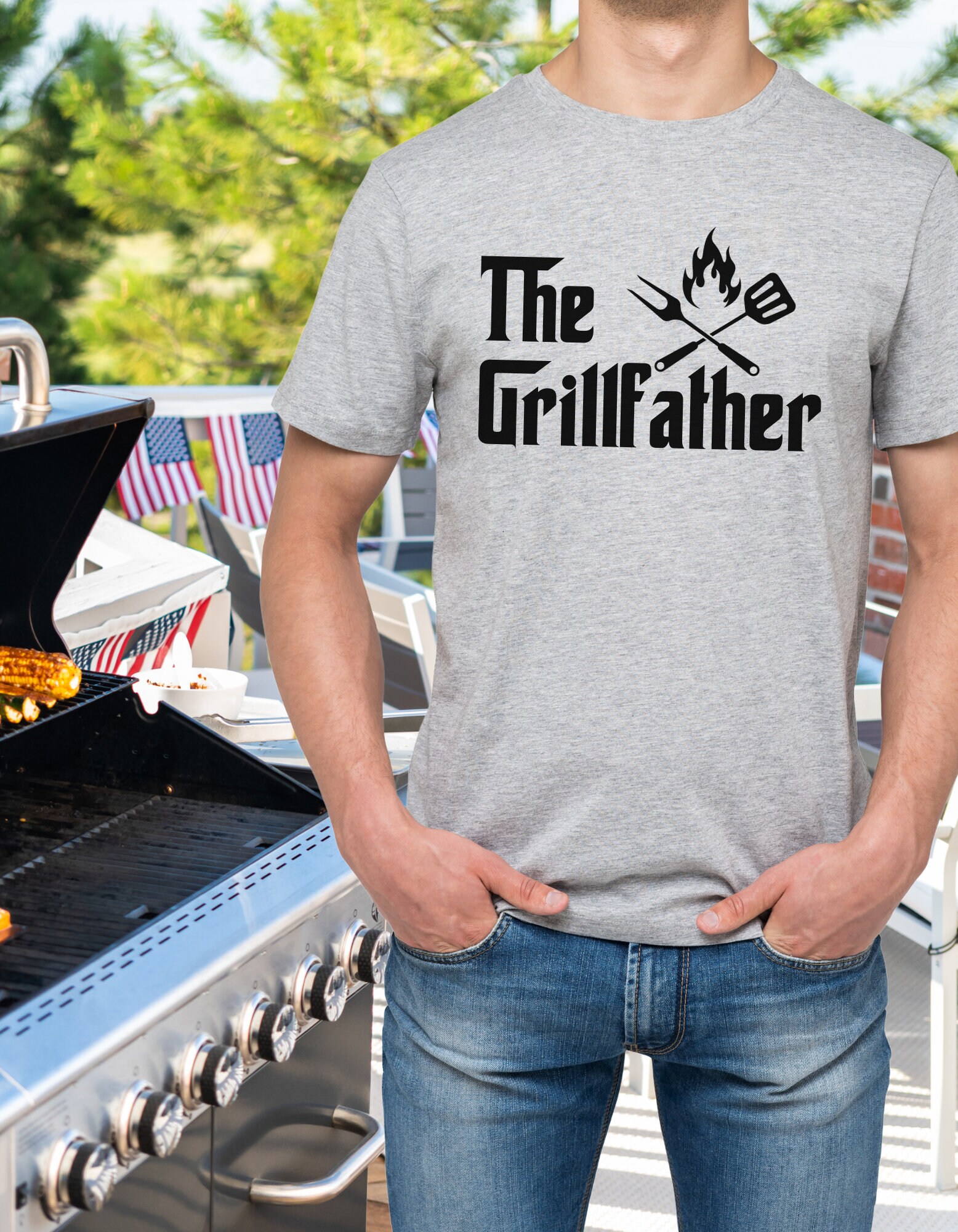 The Grillfather Funny Grill Shirt, Cooking Dad Shirt, Gift for Daddy