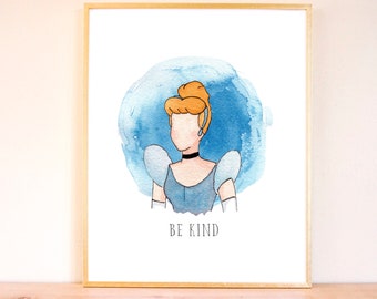 Disney Princess Cinderella Watercolor Painting, Disney Cinderella Art, Disney Nursery Art, Disney Nursery, Princess Nursery