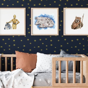 Star Wars Wall Art, 10x10 Giclee Prints, Star Wars Watercolor, Star Wars Nursery, Original Trilogy, Star Wars Fan Art