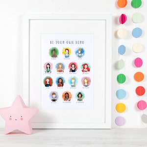 Disney Princess Nursery Wall Art, Watercolor Painting, Disney Nursery Art, Disney Princess Be Your Own Hero Poster image 5