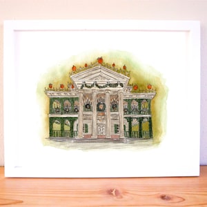 Disneyland Haunted Mansion, Halloween Art,  Watercolor, Home Decor, Halloween Decor