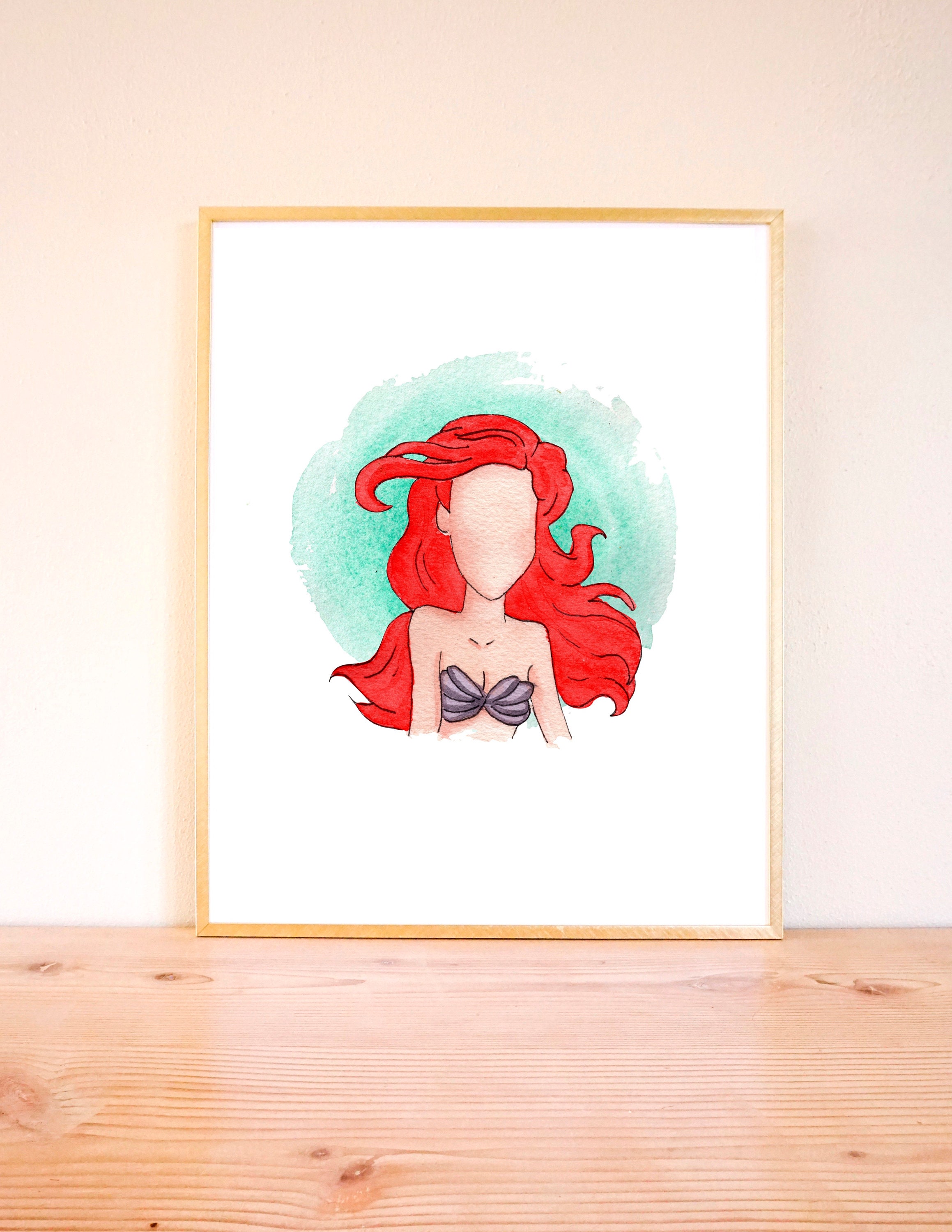 Disney Princess Ariel Watercolor Painting, Disney Little Mermaid Art ...