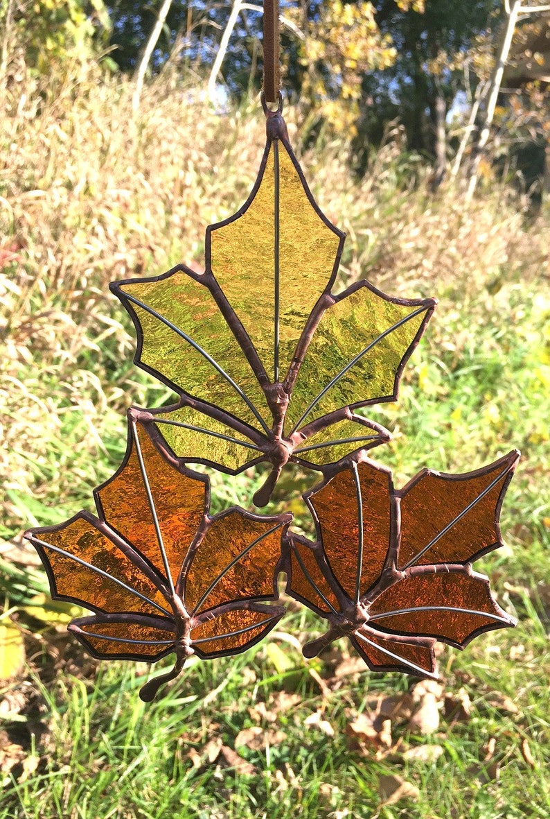 Stained Glass Fall Leaves | Etsy