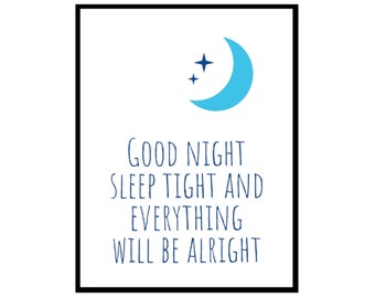 Good Night, Sleep Tight Teddy Bear Printable Nursery Wall Art, Nursery ...