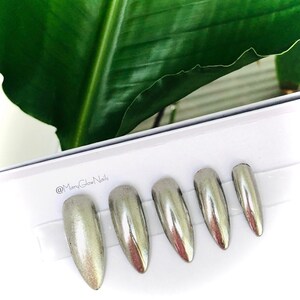 HIGH MAINTENANCE- Press On Nails - Glue On Fake Nails Luxury Handmade Nail Tips. Chrome nails