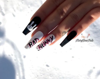 BB NAILS-fake nails- press on nails reusable nails-nail art-luxury nails-glue on nails gel x nails aesthetic nails bunny nails party nails