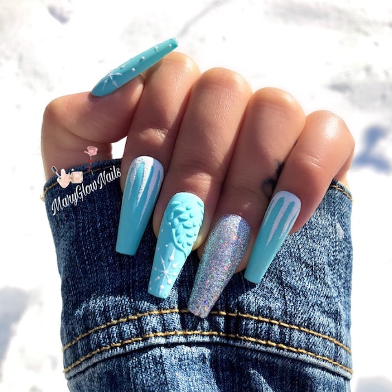 Winter coffin cheap acrylic nails