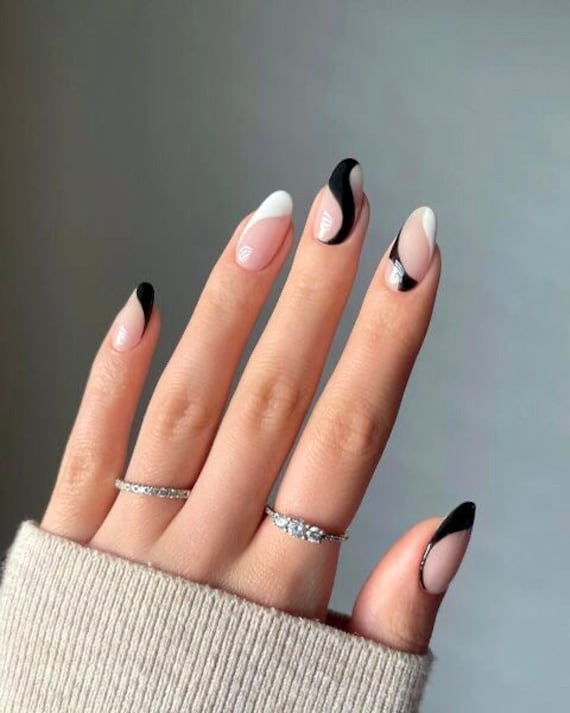 Black and white nail stickers discount