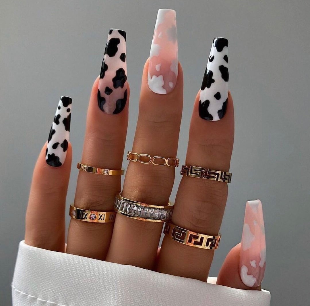 COW PRINT Luxury Nails Glue on Nails Fake Nailsacrylic Nails Nail