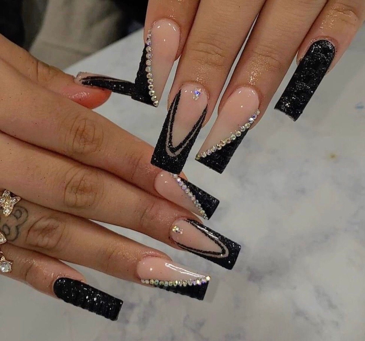 nails that go with black dress Little Black Dress Black French Tip Press-On Nails – Frst Class Beauty main image 1