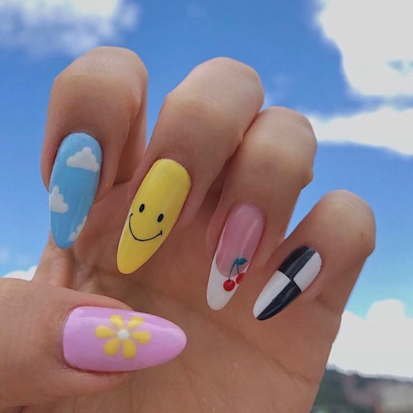 IM NOT BASIC-Press on nails-luxury nails-fun nails-nail Art-hand painted nails-glue on nails-fake nails-gel nails