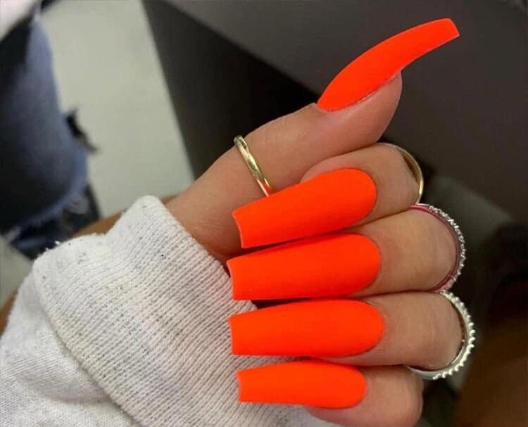 ORANGE Neon press on Nails Glue on Fake Nails Luxury Neon Nails