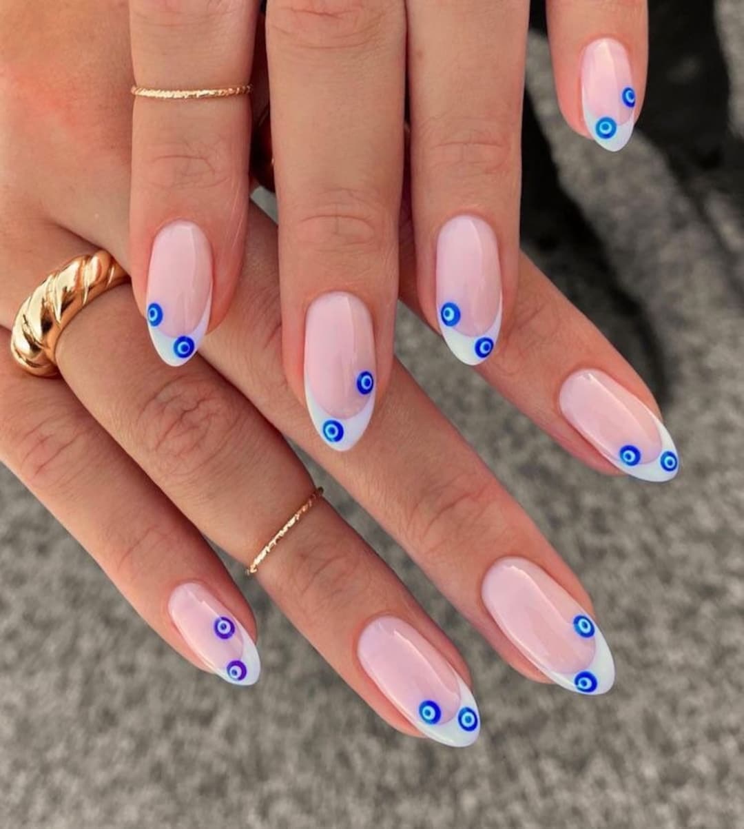 EVIL EYE French-press on Nails-french Nails-evil Eye Nails-glue on Nails-luxury Nails-nail Art