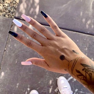 NENA- Press on nails-basic nails- one color nails- glue on nails- luxury nails- gel extensions nails- pink black white nails