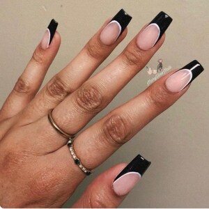 EVA- Press on nails- black nails- luxury nails- glue on nails- French tip nails