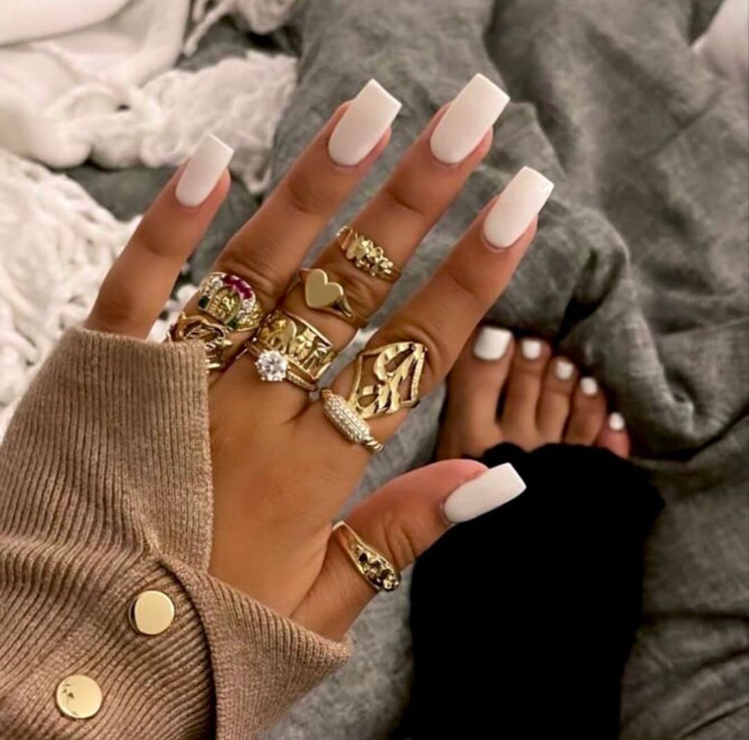 CLASIC White-press on Nails-white Nails-luxury Nails-one Color Nails-glue in Nails-basic Nails