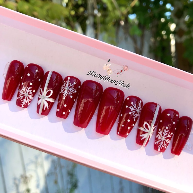 XMAS Gifts press on Nails christmas Nails xmas Nails luxury Etsy