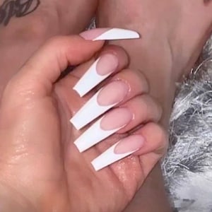XL FRENCH- XL nails-French nails-luxury nails-long nails-classic French nails-hand made nails-glue on nails