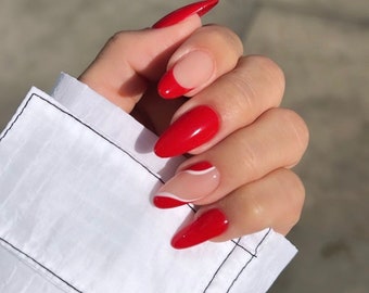 SARAHI- Press on nails- luxury nails- red nails- holiday nails-glue on nails