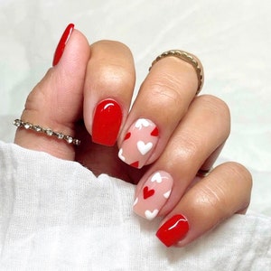 AMOR MÍO-Press on nails-vday nails-red nails-heart nails-luxury nails-glue on nails-short nails-long nails