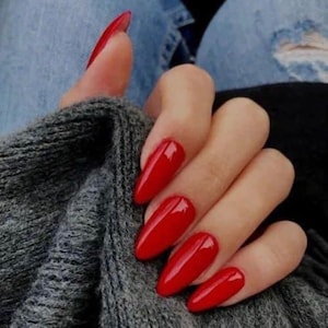 CLASSIC RED- press on nails-red nails-classic red nails-holiday nails-glue on nails-luxury nails