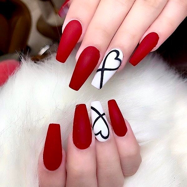 Soulmate-valentines Day Nails-heart Nails-red Nails-long Short