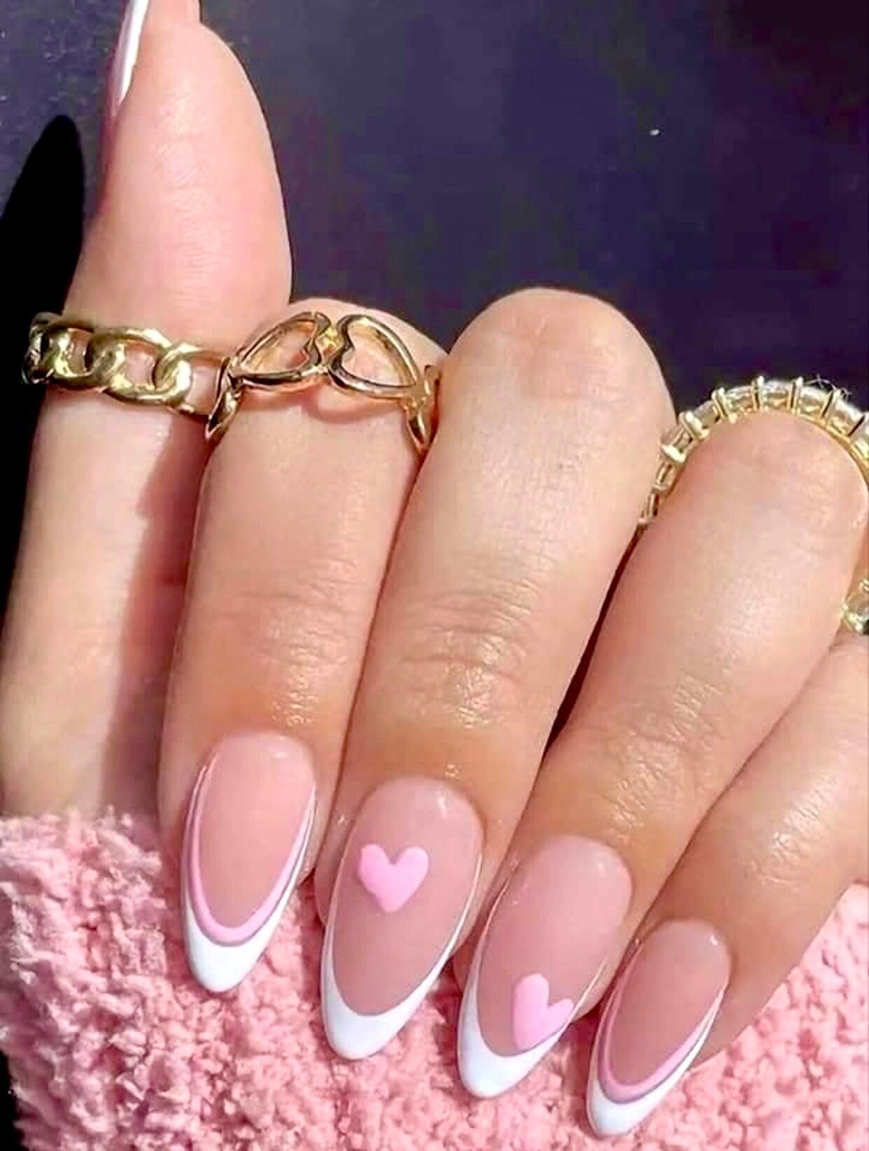 ROXETTE-french nails-pink nails-heart nails-luxury nails-pretty nails-vday nails-valentines day nails-glue on nails