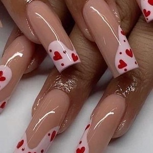 Corazoncitos Press on Nails-luxury Nails-vday Nails Love Nails Heart