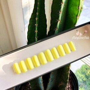 LEMONADE . Neon nails . Glue On Fake Nails - Luxury Handmade Nail Tips . Press On Nails