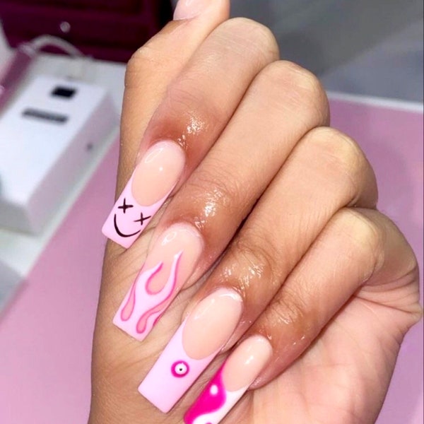 CANT SIT W/US-Press on nails-French nails-luxury nails-fancy nails-glue in nails-nail art nails-had painted nails-fake nails