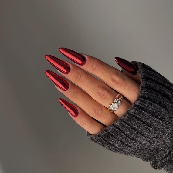40+ Trendy Ways To Wear Green Nail Designs : Dark Green Extra Long Nails