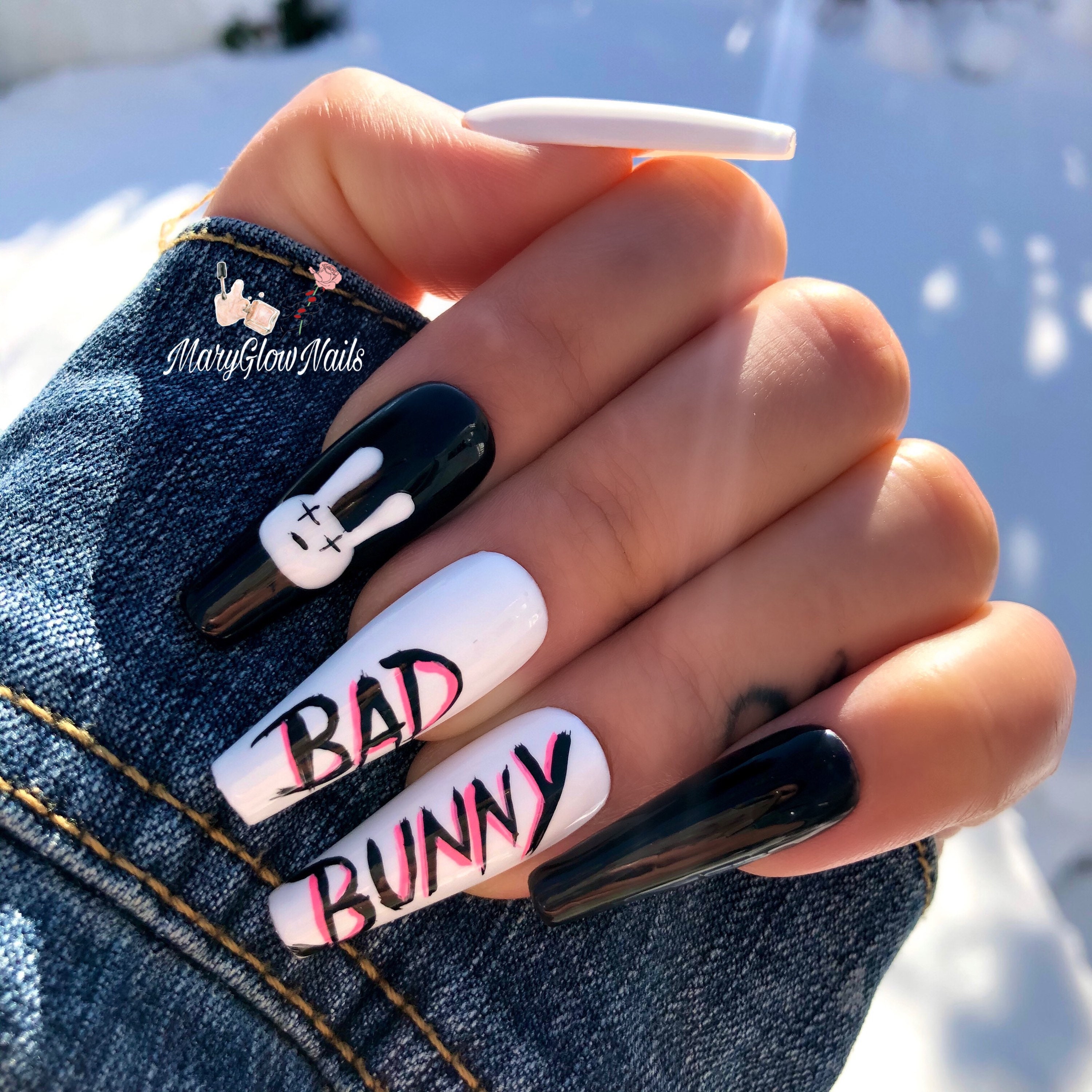 BAD BUNNY NAILS Fake Nails Press on Nails Reusable Nails Nail - Etsy Norway BAD BUNNY NAILS Fake Nails Press on Nails Reusable Nails Nail - Etsy Norway