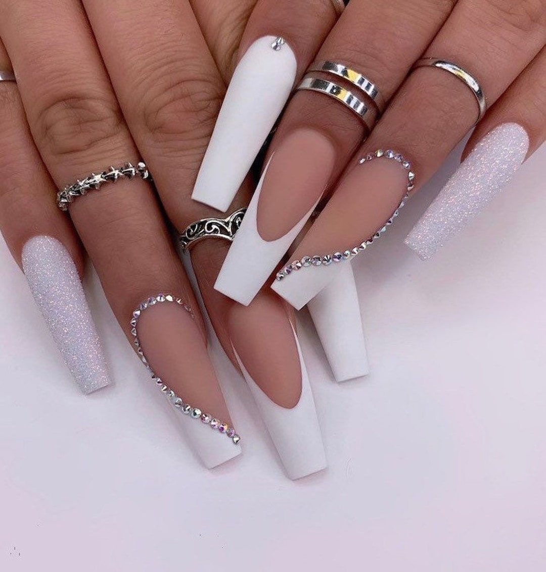 I DO Press on Nails-fancy Nails-bride Nails-white 