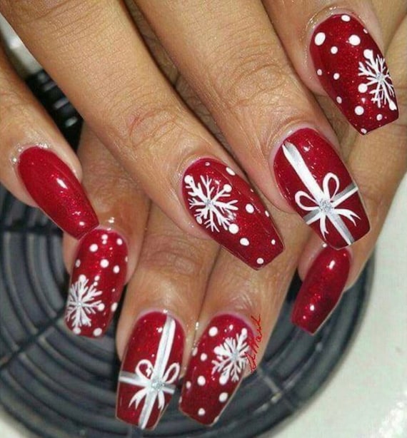 XMAS Giftspress on Nailschristmas Nailsxmas Nailsluxury Etsy