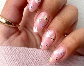 EGGYYY- Press on nails-Easter nails-nail art-luxury nails-glue on nails-Easter bunny nails- Easter egg nails-gel nails-