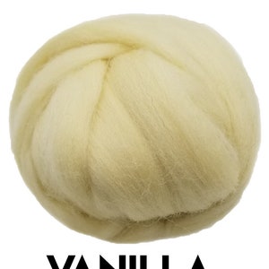 VANILLA  ◼ Roving wool in 1 oz and 2 oz packs. Our bestselling Merino wool is perfect for needle felting, wet felting and spinning to yarn