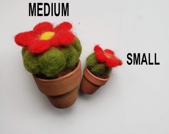 SALE on Handmade Needle Felted Cactus medium sized in a terracotta pot garden  gift for her succulent for best selling