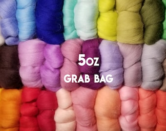 5 oz of our best selling mixed color roving wool grab bag, needle Felting, felting kit, Merino, Wool Roving, Wet felting, Spinning, cheap