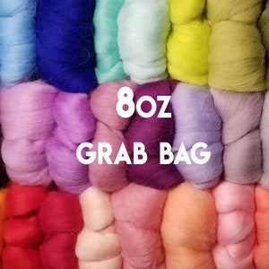 8 oz Grab Bags on SALE TODAY, 100% Merino, Wool roving, Needle Felting,best selling wool kit Spinning, Chunky Yarn, Dryer Balls, Roving Wool