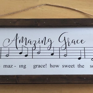 Amazing Grace Sheet Music Wood Sign
