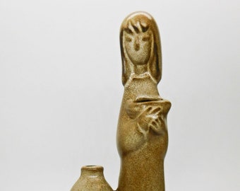 Howard Pierce Pottery Girl with 3 Jugs Flower Vase Figurine Flower Frog Minimalist Form