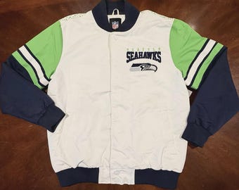 NFL Seattle Seahawks Men’s Sz Lg All Over Print G-III Jacket Embroidered Logo Football