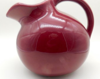 Vintage McCoy Pottery Maroon Ice Lip Ball Pitcher Jug Marked USA