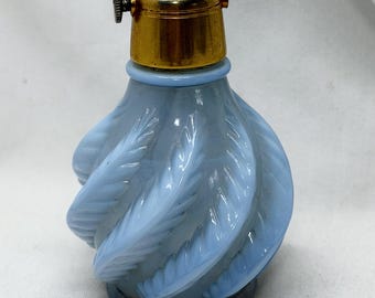 Vtg DevilBiss Perfume Atomizer Bottle Blue Swirl Feather Gold Plate Made In USA 8-200-37